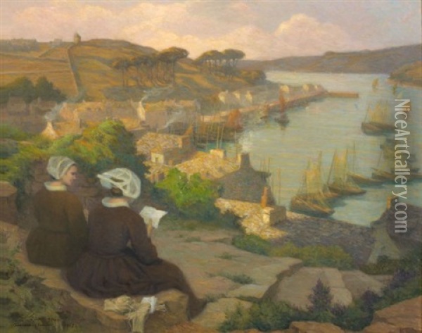 Audierne, Bretonnes Au Crepuscule Oil Painting - Emile-Eugene Fauconnier