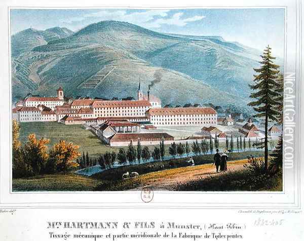 Factory of Messrs Hartmann and Fils Munster Alsace France Oil Painting - Rudolf Huber