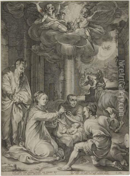 The Adoration Of The Shepherds Oil Painting - Hendrick Goltzius