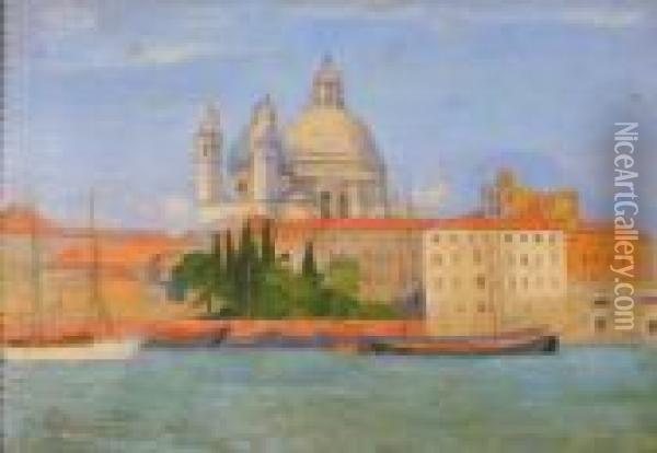 Scorcio Di Livorno(?) Da Mare Oil Painting - Renuccio Renucci