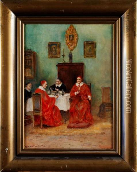 Festande Kardinaler Oil Painting - Frans Wilhelm Odelmark