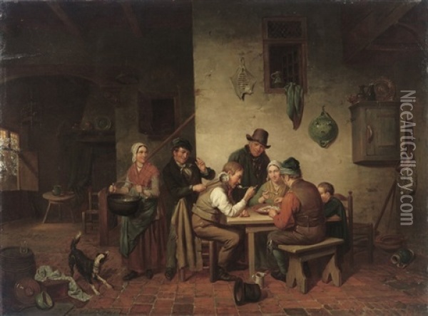 Porridge Eaters Oil Painting - Jacob Akkersdijk