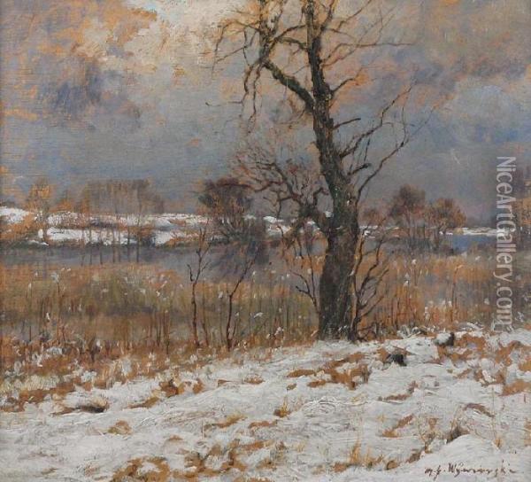Pejzaz Zimowy Oil Painting - Michael Gorstkin Wywiorski