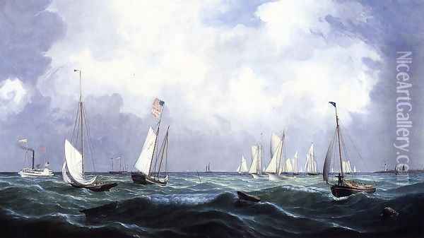 New York Yacht Club Regatta I Oil Painting - Fitz Hugh Lane