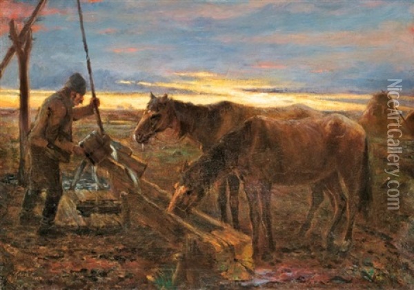Itatas Alkonyatkor Oil Painting - Karoly Kotasz