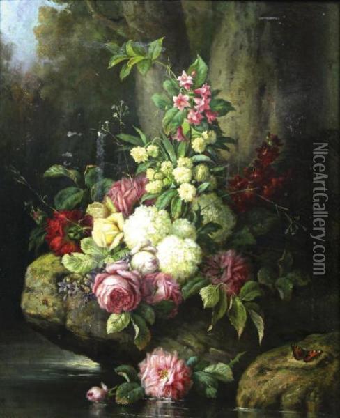 Fleurs Sur Un Rocher Oil Painting - Franz Hohenberger