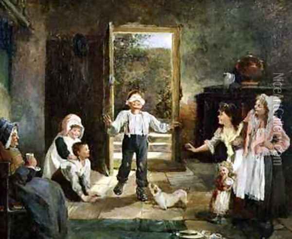 Children Playing Blind Mans Buff Oil Painting - Kate Gray