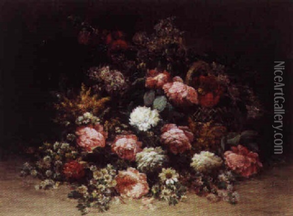 Panier De Fleurs Oil Painting - Jean-Baptiste Baudin
