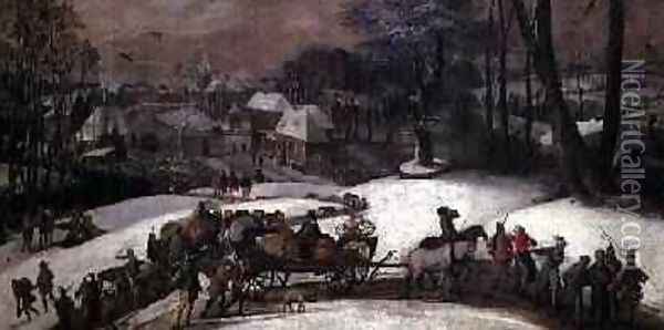 A Military Expedition in Winter 1590 Oil Painting - Gillis Mostaert