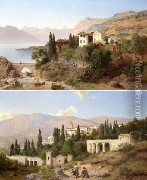 Comoi To Es Villa D'este Tivoliban Oil Painting - August Albert Zimmermann
