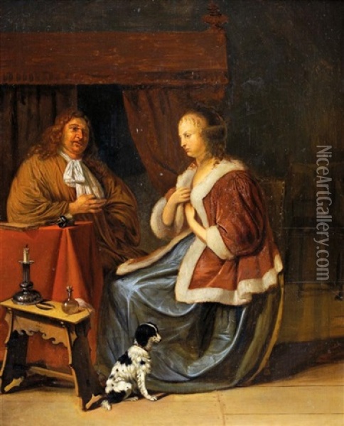 Couple Dans Un Interieur Oil Painting - Frans van Mieris the Elder