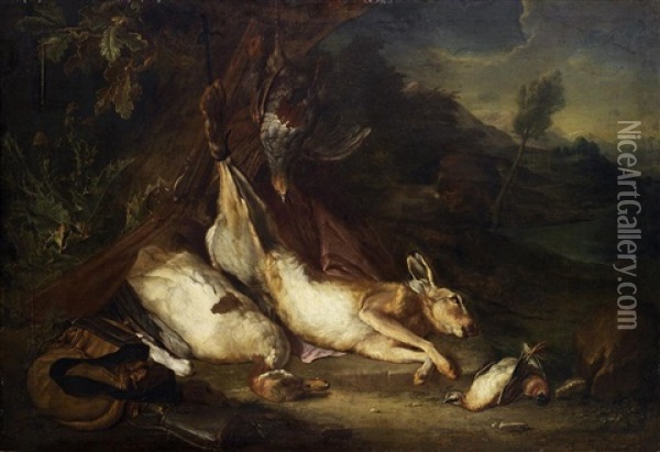 Nature Morte Au Canard Et Au Lievre Oil Painting - Gerard Rysbraeck