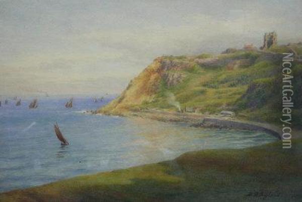 Building The Marine Drive Scarborough Oil Painting - Mary Backhouse Bigland
