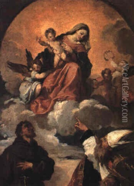 The Madonna And Child In Glory With Saints Oil Painting - Francesco Maffei