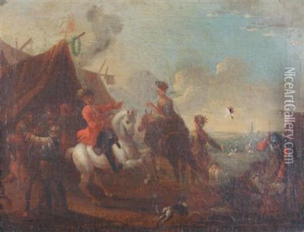 Hunting Camp Oil Painting - Pieter Wouwermans or Wouwerman
