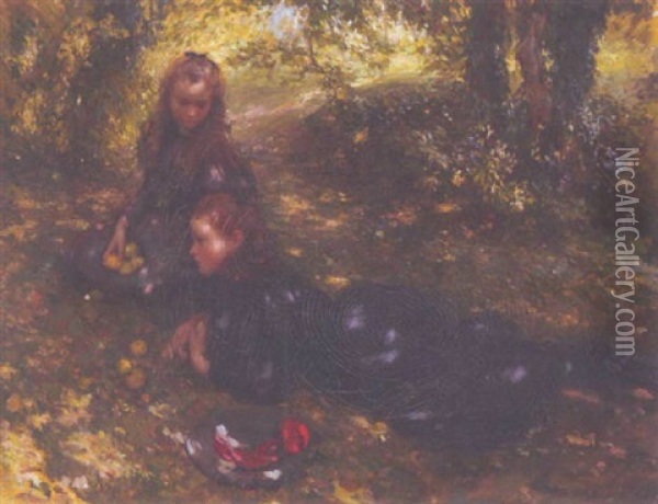 Under The Apple Trees Oil Painting - Walter Westley (Sir) Russell