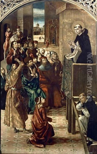 The Sermon of St. Peter the Martyr Oil Painting - Pedro Berruguete