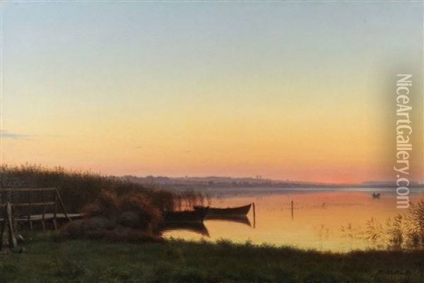 Expansive Dusk Landscape Oil Painting - Albert Bierstadt