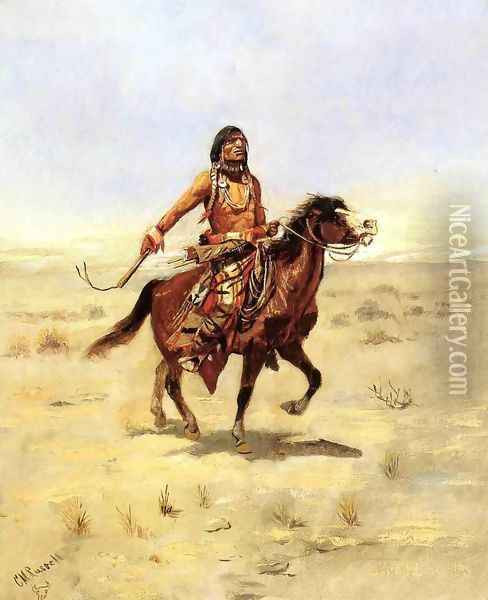 Indian Rider Oil Painting - Charles Marion Russell