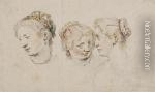 Etude De Trois Tetes De Femmes Oil Painting - Jan Pietersz. Saenredam