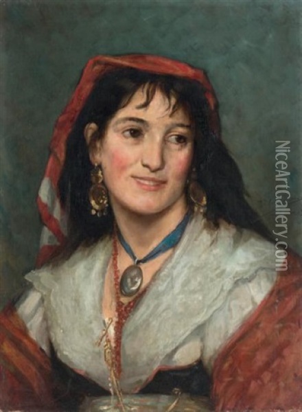 Belle Italienne, 1879 Oil Painting - Theo van Rysselberghe