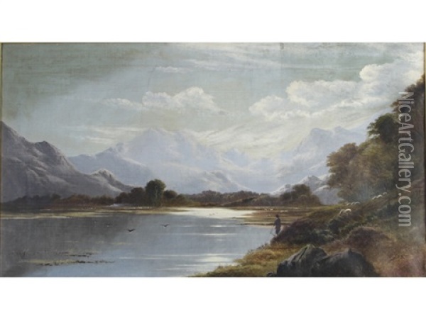 A View Of Loch Achray, Scotland Oil Painting - Charles Leslie
