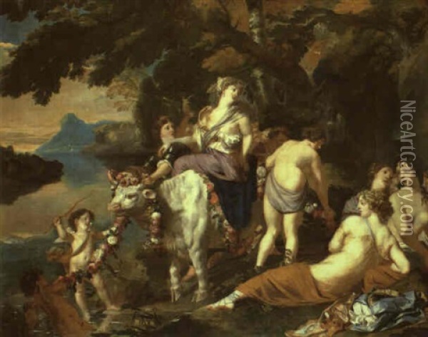 The Rape Of Europa Oil Painting - Gerard Hoet the Elder
