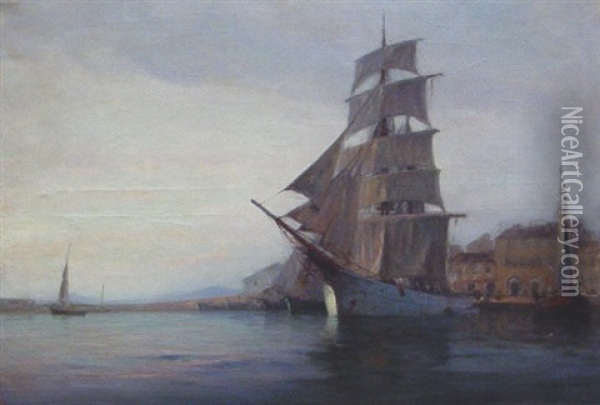 Voilier Dans Le Port De Saint-tropez (?) Oil Painting - Georges Ricard-Cordingley