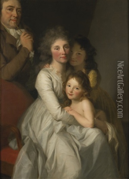 Portrait Of The Artist And His Family Oil Painting - Johann Friedrich August Tischbein