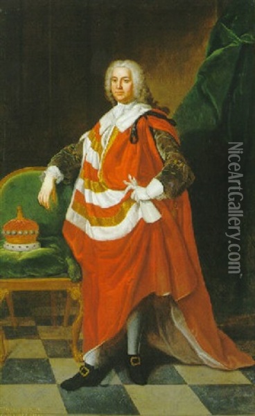 Full Length Portrait Of John Monckton, 1st Viscount Galway Oil Painting - Jean-Baptiste van Loo