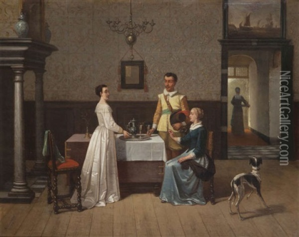 Scene D'interieur Oil Painting - Henri Diddaert