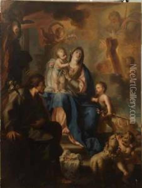 Sagrada Familia Con San Juanito Oil Painting - Miguel Jacinto Melendez