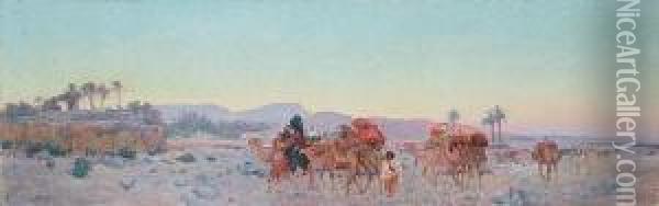 Desert Caravan Oil Painting - Eugene Deshayes