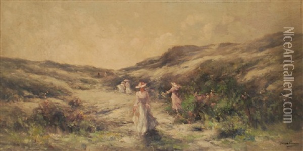 Promenade Dans Les Dunes Oil Painting - Joseph Charles Francois