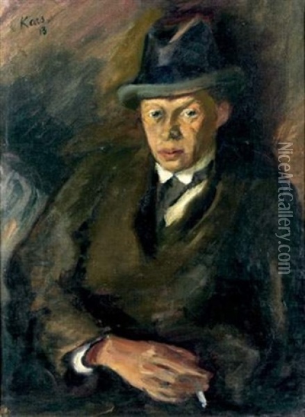 Autoportrait A La Cigarette Oil Painting - Georges (Karpeles) Kars