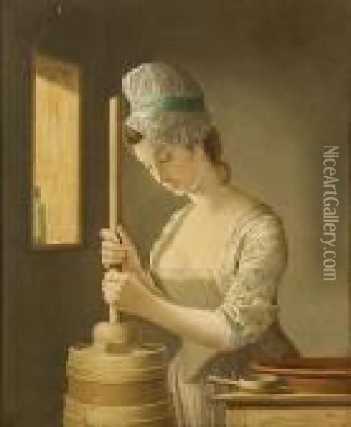 The Butter Churner Oil Painting - Henry Robert Morland