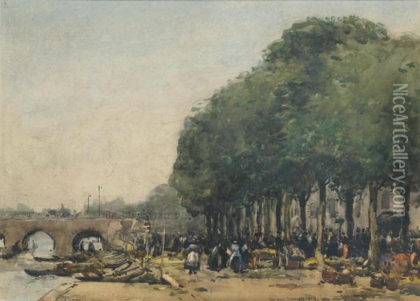 On The River Seine, Paris Oil Painting - George Ii Graham