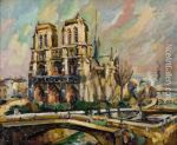 Kathetrale Notre-dame In Paris Oil Painting - Pierre Dumont