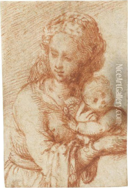 Madonna And Child Oil Painting - Giulio Campi