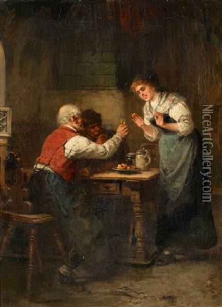 Ein Glaschen Oil Painting - Wilhelm Roegge