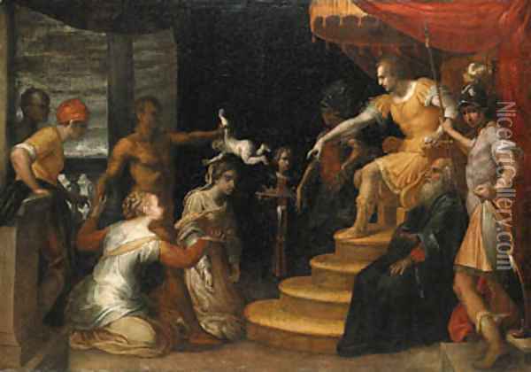 The Judgement of Solomon Oil Painting - School Of Parma