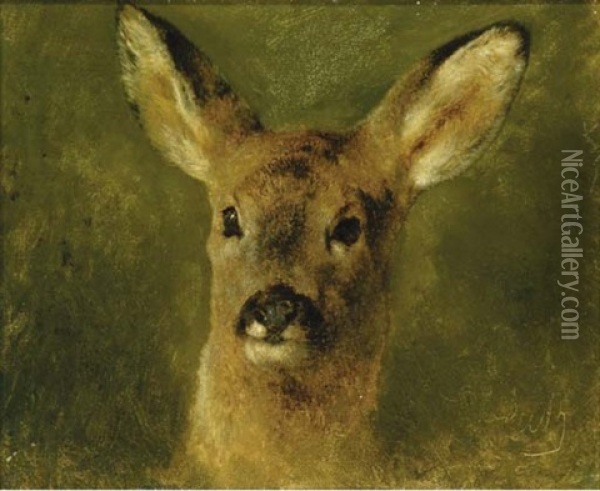 Head Of A Deer Oil Painting - Rosa Bonheur