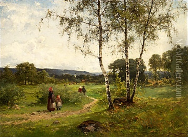 Sondagspromenad Oil Painting - Johan Severin Nilsson