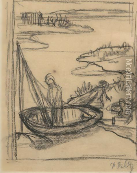 Study For The Poor Fisherman Oil Painting - Pierre-Cecile Puvis De Chavannes