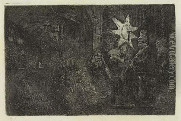 The Star Of Kings: A Night Piece Oil Painting - Rembrandt Van Rijn