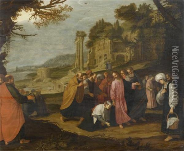 Christ Healing A Sick Woman Oil Painting - Jacob Pynas