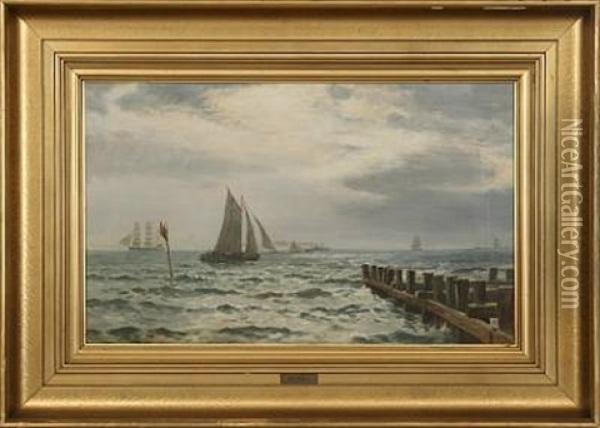 Seascape With Sailing Ships Oil Painting - Christian Blache