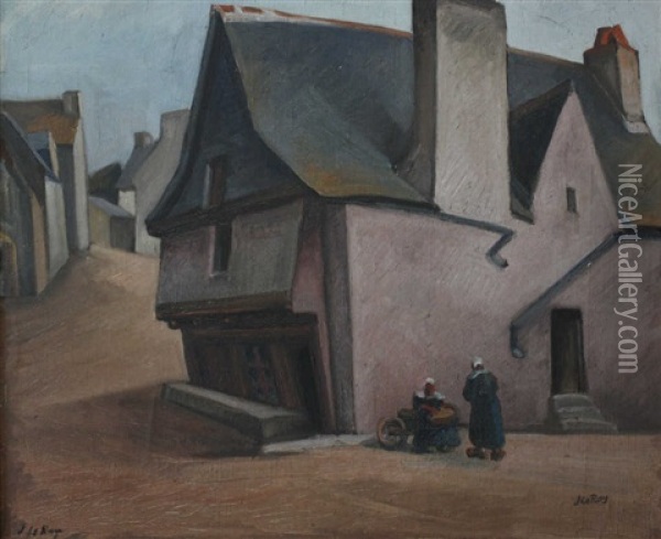 Maisons De Village Oil Painting - Jules Leray