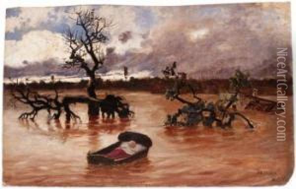 Inundacion De Malaga Oil Painting - Antonio Gomez Munoz Degrain