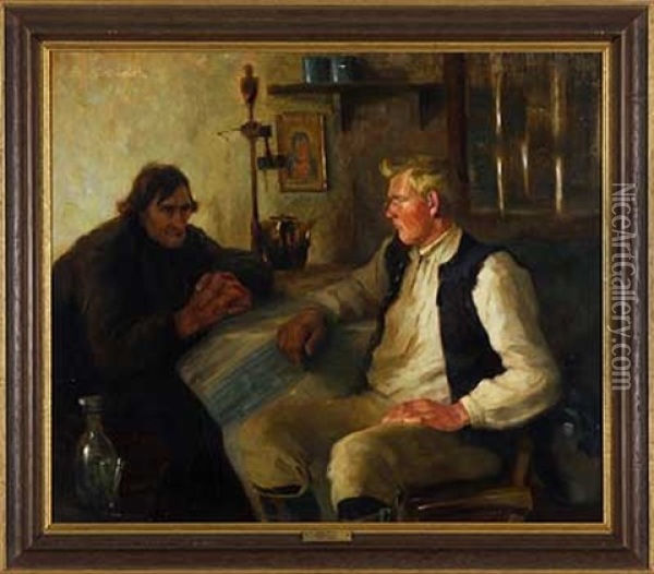 Ernstes Gesprach Oil Painting - Karl Mons